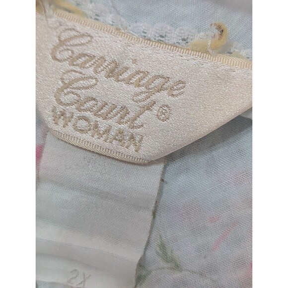 VTG Carriage Court Nightgown & House Robe 2X Blue Pink Floral Eyelet Lace Ribbon - Picture 10 of 15